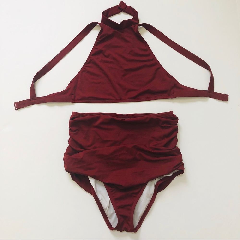 Urban Outfitters Burgundy High Waisted Bikini